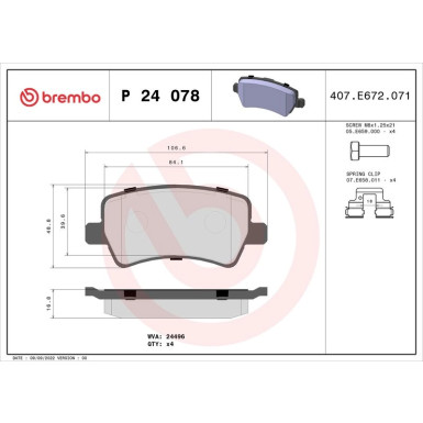 Brembo Bremsbelagsatz, Scheibenbremse PRIME LINE P 24 078 Brembo Bremsbelagsatz, Scheibenbremse PRIME LINE P 24 078