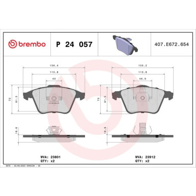 Brembo Bremsbelagsatz, Scheibenbremse PRIME LINE P 24 057 Brembo Bremsbelagsatz, Scheibenbremse PRIME LINE P 24 057