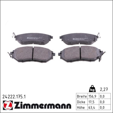 Zimmermann Bremsbelagsatz, Scheibenbremse 24222.175.1 Zimmermann Bremsbelagsatz, Scheibenbremse 24222.175.1