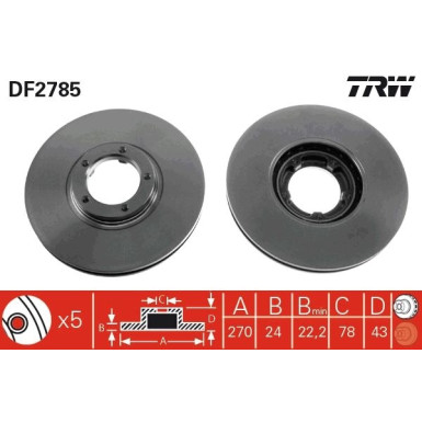 TRW Bremsscheibe DF2785 TRW Bremsscheibe DF2785