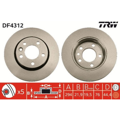 TRW Bremsscheibe DF4312 TRW Bremsscheibe DF4312
