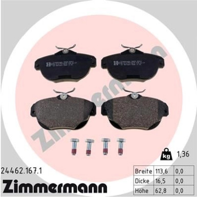 Zimmermann Bremsbelagsatz, Scheibenbremse 24462.167.1 Zimmermann Bremsbelagsatz, Scheibenbremse 24462.167.1