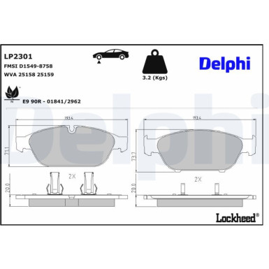Delphi Bremsbelagsatz, Scheibenbremse LP2301