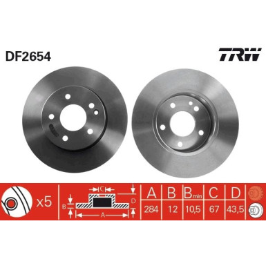 TRW Bremsscheibe DF2654 TRW Bremsscheibe DF2654