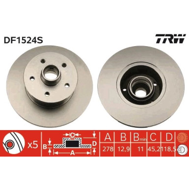 Bremsscheibe TRW SINGLE DF1524S
