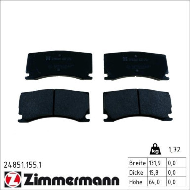 Zimmermann Bremsbelagsatz, Scheibenbremse 24851.155.1