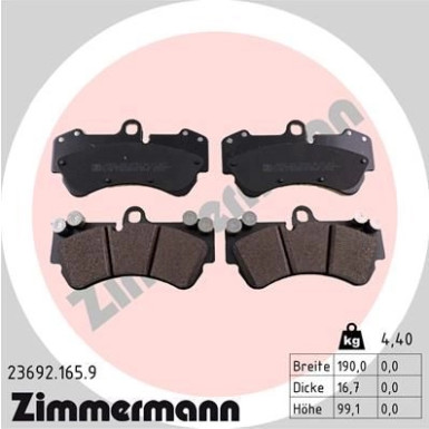 Zimmermann Bremsbelagsatz, Scheibenbremse pb:z 23692.165.9