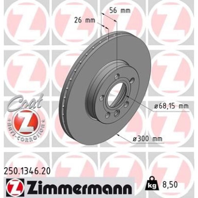Zimmermann Bremsscheibe Coat Z 250.1346.20 Zimmermann Bremsscheibe Coat Z 250.1346.20
