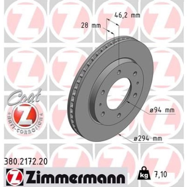 Zimmermann Bremsscheibe Coat Z 380.2172.20