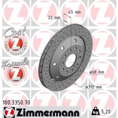 Zimmermann Bremsscheibe Formula Z 100.3350.70