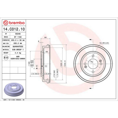 Brembo Bremstrommel ESSENTIAL LINE 14.C012.10
