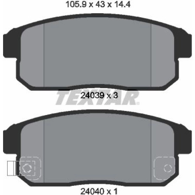 Textar Bremsbelagsatz, Scheibenbremse 2403901 Textar Bremsbelagsatz, Scheibenbremse 2403901