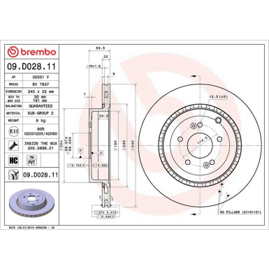 Brembo Bremsscheibe PRIME LINE - UV Coated 09.D028.11