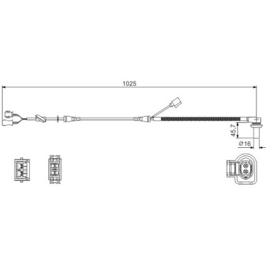 BOSCH Sensor, Raddrehzahl 0 986 594 002 BOSCH Sensor, Raddrehzahl 0 986 594 002