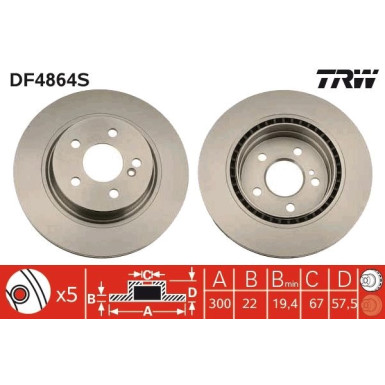 Bremsscheibe TRW SINGLE DF4864S