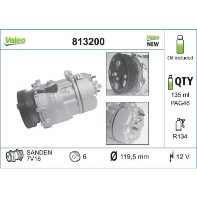 Valeo Kompressor, Klimaanlage VALEO CORE-FLEX 813200