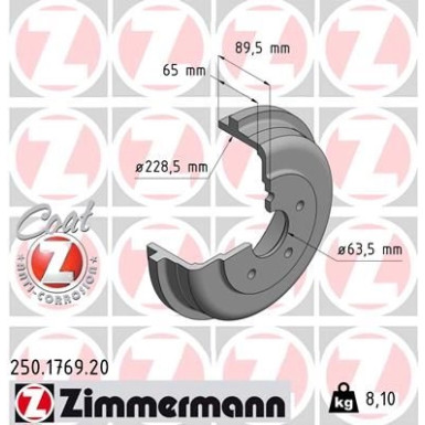 Zimmermann Bremstrommel Coat Z 250.1769.20
