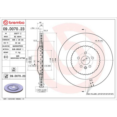 Brembo 2 x BREMBO Bremsscheibe PRIME LINE - Lightweight 09.D070.23 Brembo 2 x BREMBO Bremsscheibe PRIME LINE - Lightweight 09.D070.23