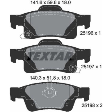 Textar Bremsbelagsatz, Scheibenbremse Q+ 2519601 Textar Bremsbelagsatz, Scheibenbremse Q+ 2519601