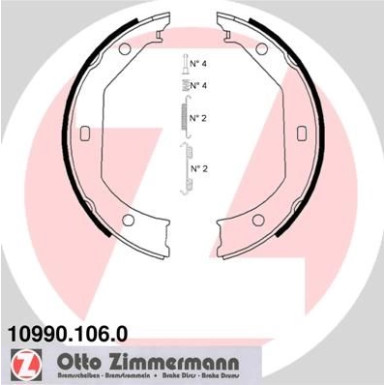 Zimmermann Bremsbackensatz, Feststellbremse 10990.106.0 Zimmermann Bremsbackensatz, Feststellbremse 10990.106.0