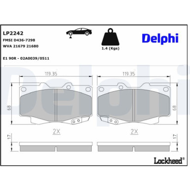 Delphi Bremsbelagsatz, Scheibenbremse LP2242