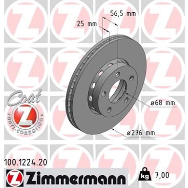 Zimmermann Bremsscheibe Coat Z 100.1224.20 Zimmermann Bremsscheibe Coat Z 100.1224.20