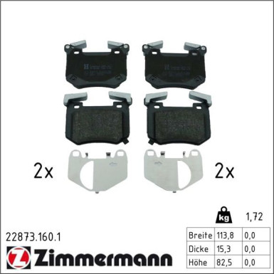 Bremsbelagsatz, Scheibenbremse 22873.160.1 Bremsbelagsatz, Scheibenbremse 22873.160.1