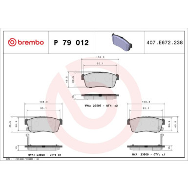 Brembo Bremsbelagsatz, Scheibenbremse PRIME LINE P 79 012 Brembo Bremsbelagsatz, Scheibenbremse PRIME LINE P 79 012