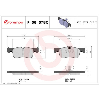 Brembo Bremsbelagsatz, Scheibenbremse XTRA LINE P 06 078X Brembo Bremsbelagsatz, Scheibenbremse XTRA LINE P 06 078X