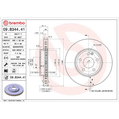 Brembo Bremsscheibe PRIME LINE - UV Coated 09.B344.41