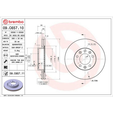 Brembo Bremsscheibe PRIME LINE - UV Coated 09.C657.11