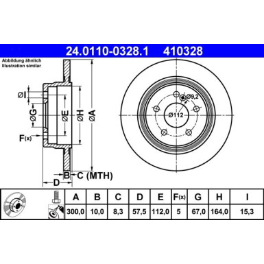 ATE 24.0110-0328.1 Bremsscheibe Ø300mm voll ATE 24.0110-0328.1 Bremsscheibe Ø300mm voll