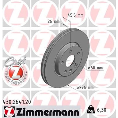 Zimmermann Bremsscheibe Coat Z 430.2641.20