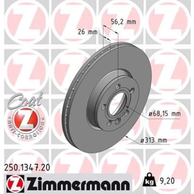 Zimmermann Bremsscheibe Coat Z 250.1347.20