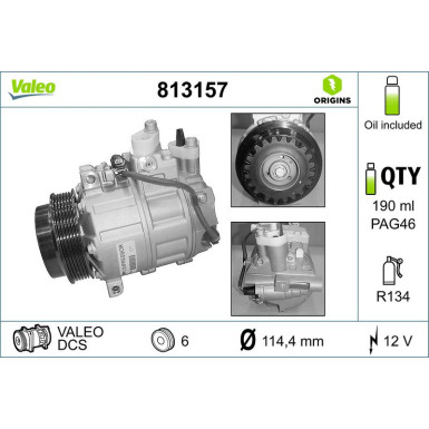 Kompressor, Klimaanlage Valeo Origins New OE TECHNOLOGIE 813157