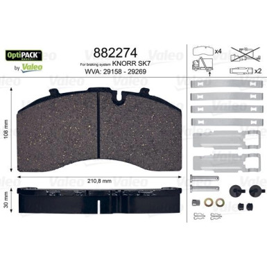 Valeo Bremsbelagsatz, Scheibenbremse OPTIPACK 882274