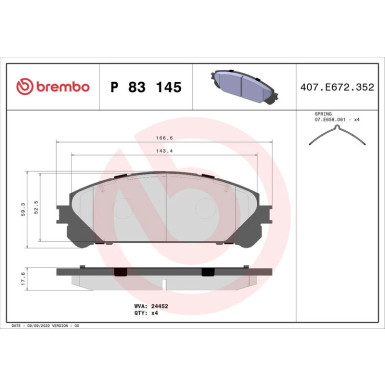 Brembo Bremsbelagsatz, Scheibenbremse PRIME LINE P 83 145 Brembo Bremsbelagsatz, Scheibenbremse PRIME LINE P 83 145