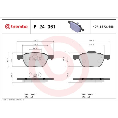 Brembo Bremsbelagsatz, Scheibenbremse XTRA LINE P 24 061X Brembo Bremsbelagsatz, Scheibenbremse XTRA LINE P 24 061X