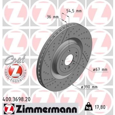 Zimmermann Bremsscheibe Coat Z 400.3698.20