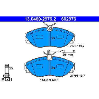 ATE Bremsbelagsatz, Scheibenbremse 13.0460-2976.2 ATE Bremsbelagsatz, Scheibenbremse 13.0460-2976.2