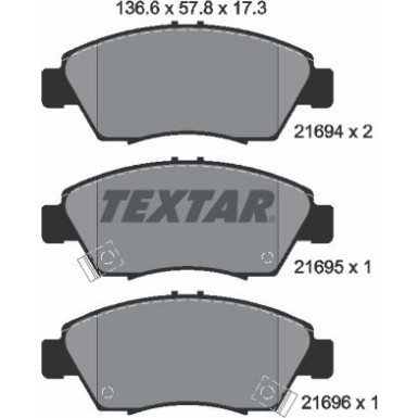 Textar Bremsbelagsatz, Scheibenbremse 2169401 Textar Bremsbelagsatz, Scheibenbremse 2169401