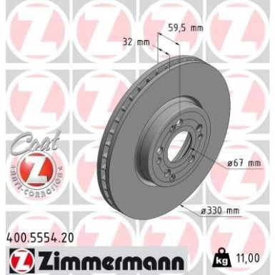 Zimmermann Bremsscheibe Coat Z 400.5554.20 Zimmermann Bremsscheibe Coat Z 400.5554.20