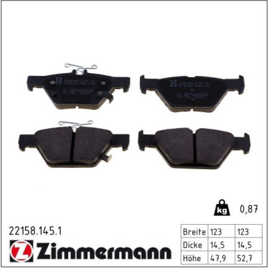Zimmermann Bremsbelagsatz, Scheibenbremse 22158.145.1