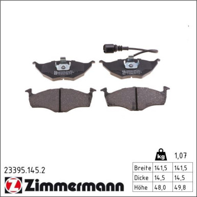 Zimmermann Bremsbelagsatz, Scheibenbremse 23395.145.2