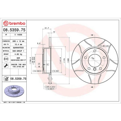 Brembo Bremsscheibe XTRA LINE - Max 08.5359.75 Brembo Bremsscheibe XTRA LINE - Max 08.5359.75
