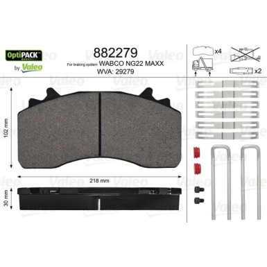 Valeo Bremsbelagsatz, Scheibenbremse OPTIPACK 882279
