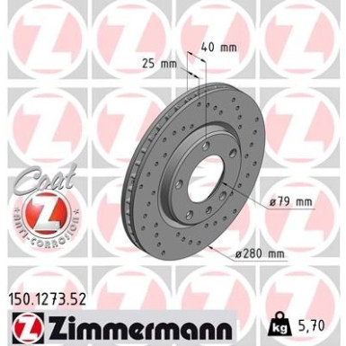 Zimmermann Bremsscheibe SPORT Z 150.1273.52 Zimmermann Bremsscheibe SPORT Z 150.1273.52