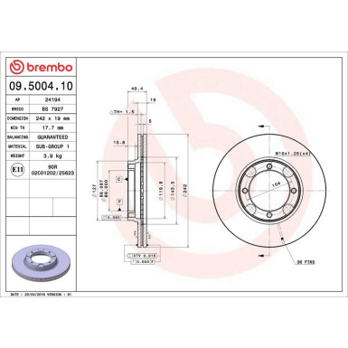 Brembo Bremsscheibe PRIME LINE 09.5004.10