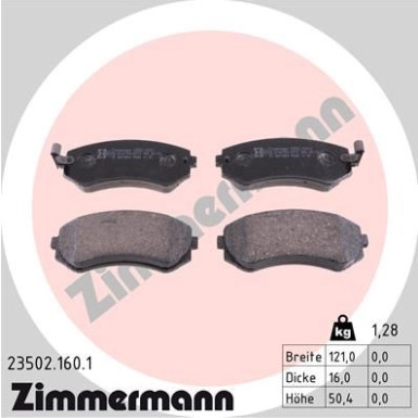 Zimmermann Bremsbelagsatz, Scheibenbremse 23502.160.1 Zimmermann Bremsbelagsatz, Scheibenbremse 23502.160.1
