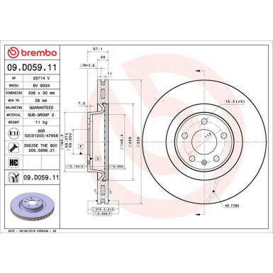 Brembo Bremsscheibe PRIME LINE - UV Coated 09.D059.11